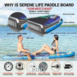 SereneLife Inflatable Stand Up Paddle Board Wide Stance, With Electric Pump