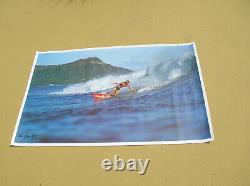 Signed Vintage Gerry Lopez lightning bolt surfing surfboard poster 1973 steve w