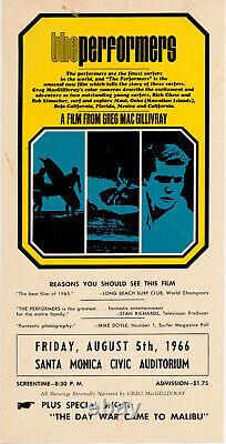 Surf Movie Poster- Greg McGillivray The Performers- Blue/Yellow- original