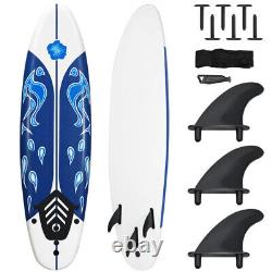 Surfboard Foamie Body Surfing Board W3 Fins & Leash for Kids Adults White