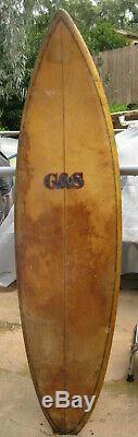 Surfboard G & S Vintage Surf Board Vintage Yellow Color Single Fin Classic