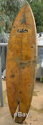 Surfboard G & S Vintage Surf Board Vintage Yellow Color Single Fin Classic