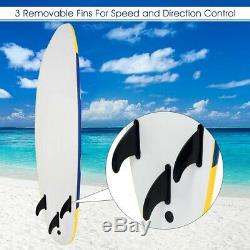 Surfboard Longboard Board Surfing Water Sport Adults Durable Foam Removable Fins