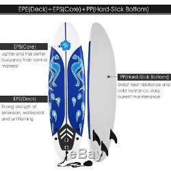 Surfboard Longboard Board Surfing Water Sport Foam with Removable Fin Gray Blue