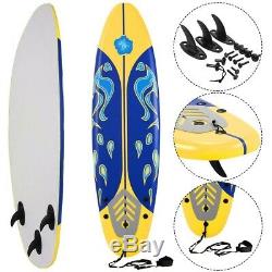 Surfboard Longboard Board Surfing Water Sport Foam with Removable Fins Yellow