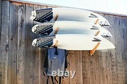Surfboard Rack 3 Tier Adjustable Wall Mount Premium Bamboo Wood Storage Organize