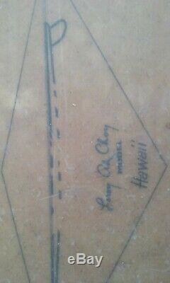 Surfboard, Vintage 1960s Leroy Ah Choy original signature, One of a kind