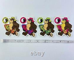 T&C Surf Designs Thrilla Gorilla (Lot of 4) Vintage 1980s Neon Surf Stickers