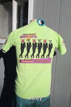 T&C Surfboards Town Country Cat Man OG Vintage 80's Green Medium Surfing T-Shirt