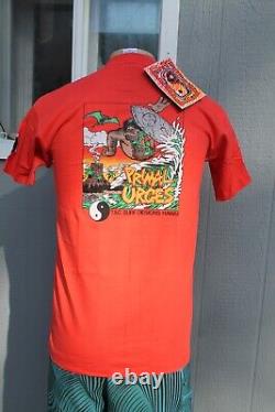 T&C Surfboards Town Country Cave Man Vintage 80's Medium Orange Surfing T-Shirt