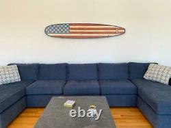 USA US American Flag 7FT Wood Surfboard Wall Art California Surfing Patriot