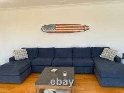 USA US American Flag 7FT Wood Surfboard Wall Art California Surfing Patriot