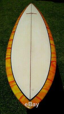 Vintage 1960s era, Rick Surfboards, Barry Kanaiaupuni, Pintail model Colorful