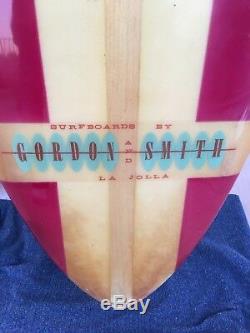 Vintage 1961 Gordon & Smith 9'3 Surfboard La Jolla Address Restored Very Clean