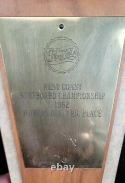 Vintage 1962 West Coast Surfboard Championships Trophy & Program Leroy Grannis