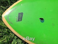 Vintage 1970s era Harbour surfboard GREEN 62 single fin