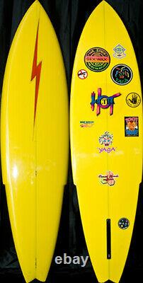 Vintage 1976 Reno Abellira Gerry Lopez Swallow Tail Lightning Bolt Surfboard