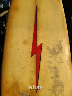 Vintage 1976 Reno Abellira Gerry Lopez Swallow Tail Lightning Bolt Surfboard