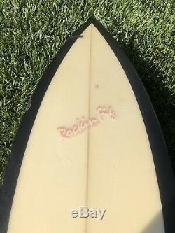Vintage 1980s Rocking Fig 3 Fin Surfboard