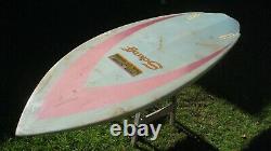 Vintage, 1980s era, Peter Schroff surfboard twin-fin colorful 5'-6