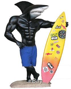 Vintage 1990 life Size Maui and Sons Sharkman Shark Surfer With Surfboard