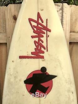 Vintage 68 Stussy Surfboard 1980s Glassed-in Fin