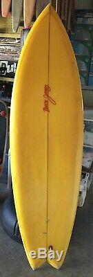 Vintage 70s BRUCE JONES Twin Fin Surfboard