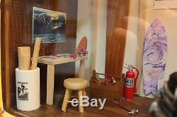 Vintage Ford Surf Woody Garage Display Wood Surfboards Lighting Bamboo Frame