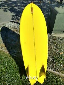 Vintage Freeline Surfboard, John Mel, Glassed on Twin Fins, exclt. Santa Cruz