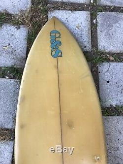 Vintage G&S Surfboards Classic Single Fin Surfboard 1970s
