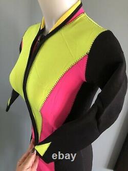 Vintage Neoprene Spellout Neon Wetsuit HENDERSON USA 80s 90s Cali Surf Size M
