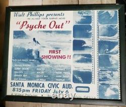 Vintage PSYCHE OUT Walt Phillips Surf Film Santa Monica Framed Poster Flyer