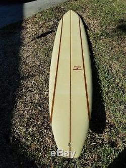 Vintage RED FIN #001 by Mike Hyson Surfboards made 1995 -Triple Stringer