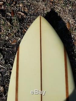 Vintage RED FIN #001 by Mike Hyson Surfboards made 1995 -Triple Stringer