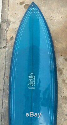 Vintage Surfboard 1970s Petrillo Surfboards 6' 6 Blue Single Fin Frog House