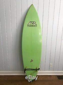 Vintage Surfboard 66 Rusty, Glassed-In Fins, 1980s, Lime Green
