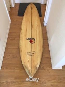 Vintage Surfboard Shawn Tomson 1977/1978 single fin Rare wood veneer