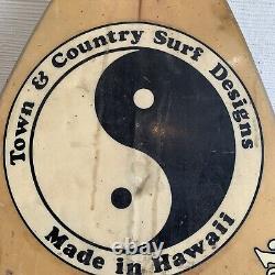 Vintage Town & Country Surf Designs Surf Board 4 Fin Wear Collectors Hawaii Used