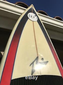 Vintage and Rare Rusty Surfboard Longboard 93 with Greenough Stage 6 9.0 Fin