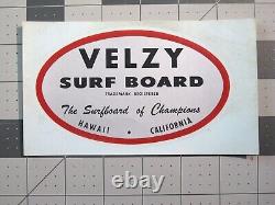Vtg 1960s Surfing decal Velzy Surfboards of Champions