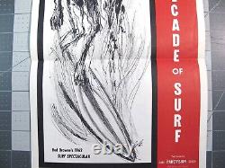 Vtg Surfing ephemera 1962 Cavalcade of Surf Film Poster flyer Bud Browne