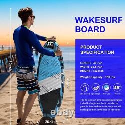 WOOWAVE Wakesurf Board 49 inch with 2 Removeable Tail Fins, Light EPS Core