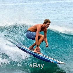 Wavestorm 8' Classic Surfboard Blue Stripe with Removable ankle leash
