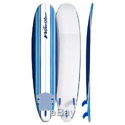 Wavestorm 8' Classic Surfboard Blue Stripe with Removable ankle leash